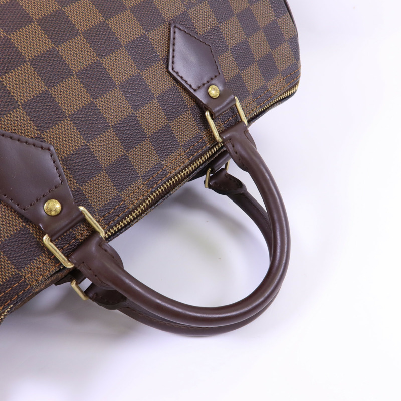 LOUIS VUITTON Damier Speedy 30金扣手挽袋-4