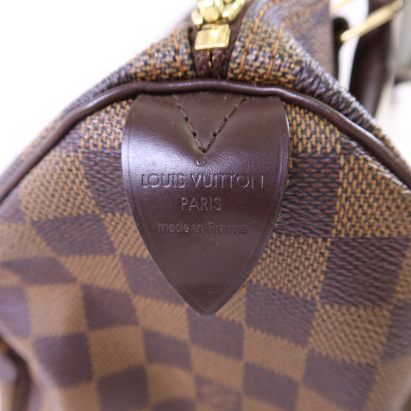 LOUIS VUITTON Damier Speedy 30金扣手挽袋-6