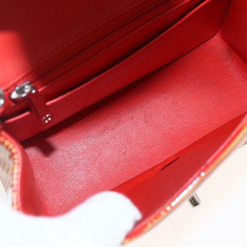 【日本直送】香奈兒鏈條單背包 漆皮 橘色 銀色 CC 標誌 Auth 157394V-9