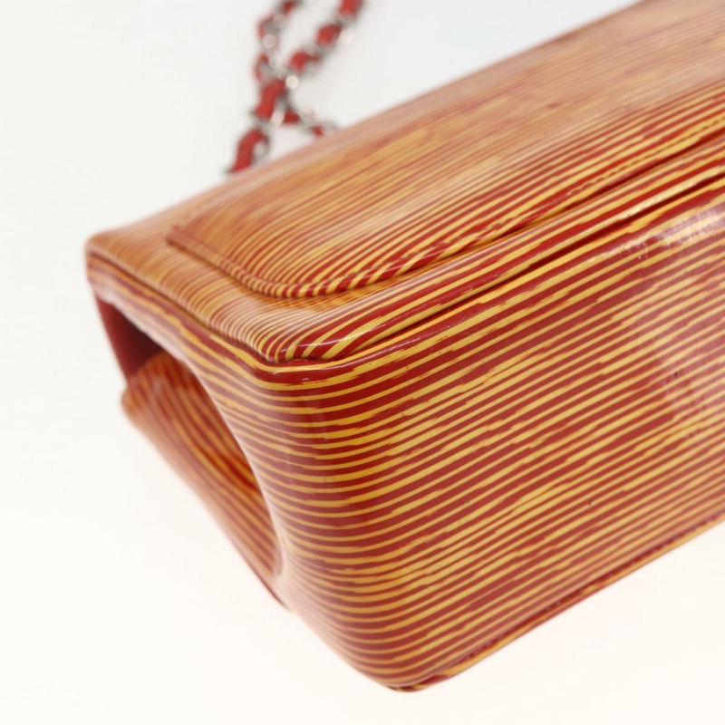 【日本直送】香奈兒鏈條單背包 漆皮 橘色 銀色 CC 標誌 Auth 157394V-15