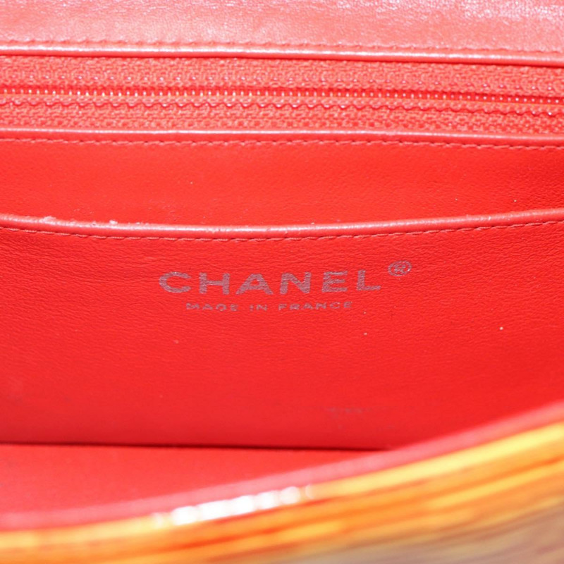 【日本直送】香奈兒鏈條單背包 漆皮 橘色 銀色 CC 標誌 Auth 157394V-16