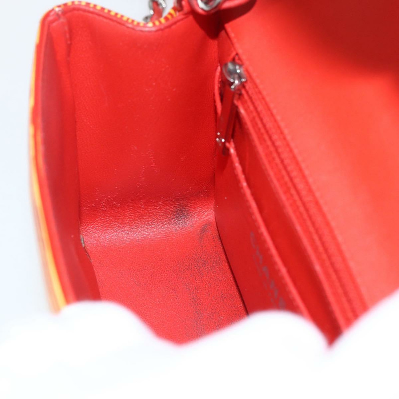 【日本直送】香奈兒鏈條單背包 漆皮 橘色 銀色 CC 標誌 Auth 157394V-19