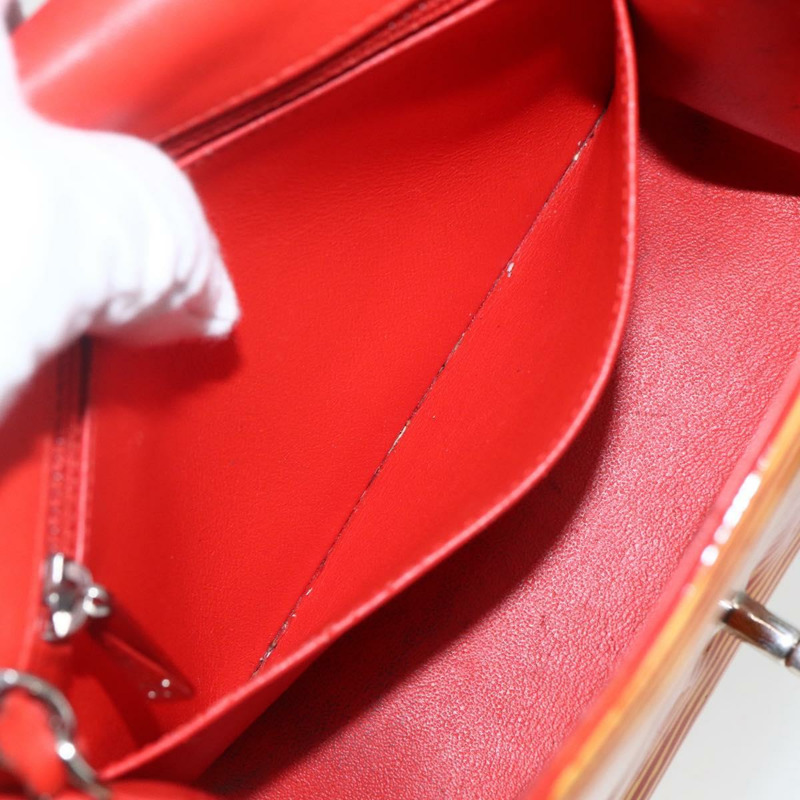 【日本直送】香奈兒鏈條單背包 漆皮 橘色 銀色 CC 標誌 Auth 157394V-20