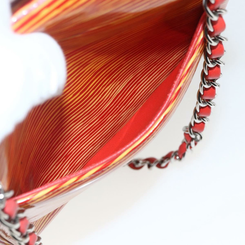 【日本直送】香奈兒鏈條單背包 漆皮 橘色 銀色 CC 標誌 Auth 157394V-22