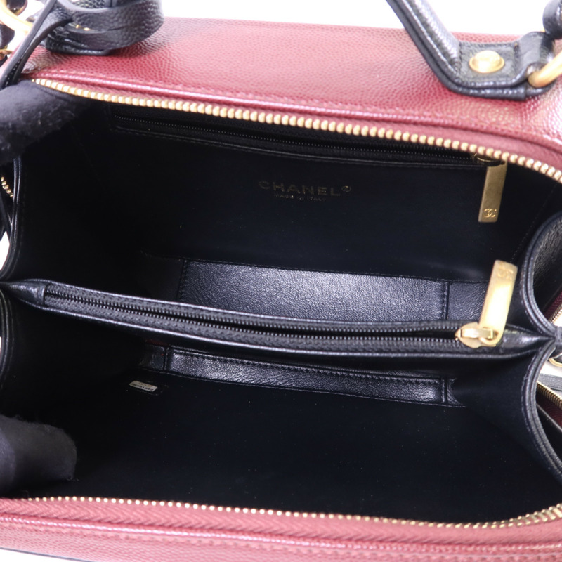 CHANEL 牛皮皮革Vanity Case金扣手挽肩背兩用袋-5