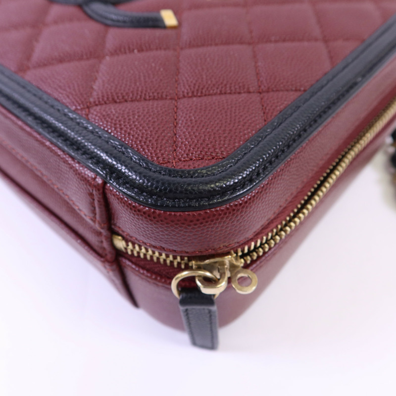 CHANEL 牛皮皮革Vanity Case金扣手挽肩背兩用袋-13