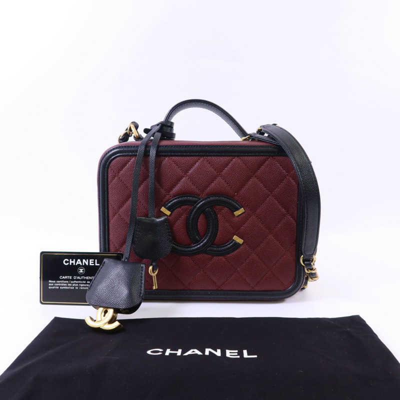 CHANEL 牛皮皮革Vanity Case金扣手挽肩背兩用袋-20