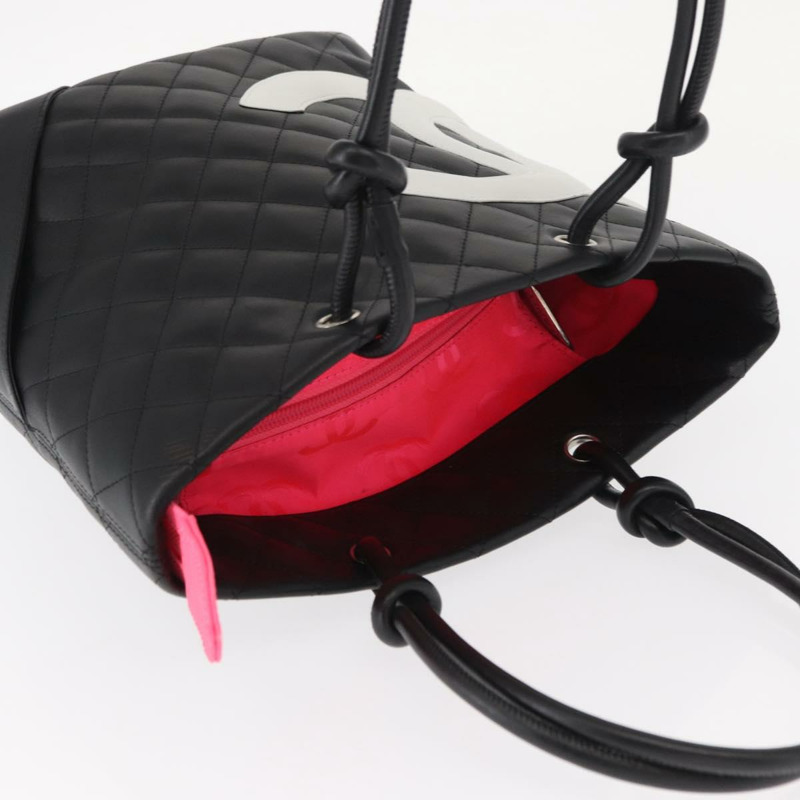 【日本直送】香奈兒 Cambon 系列黑色銀色雙C標誌手提包，正品編號 158676SAM-6