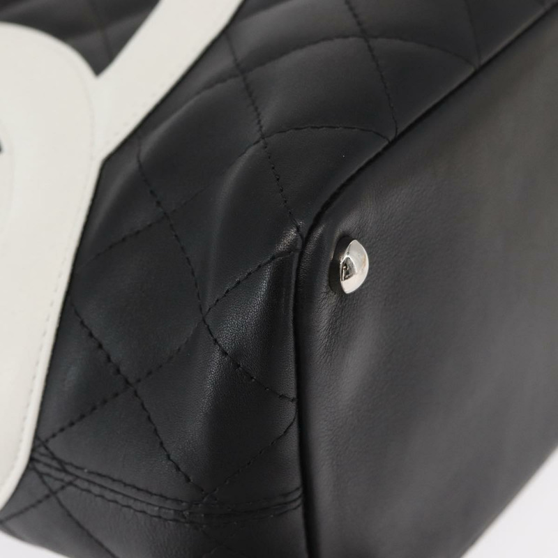 【日本直送】香奈兒 Cambon 系列黑色銀色雙C標誌手提包，正品編號 158676SAM-14