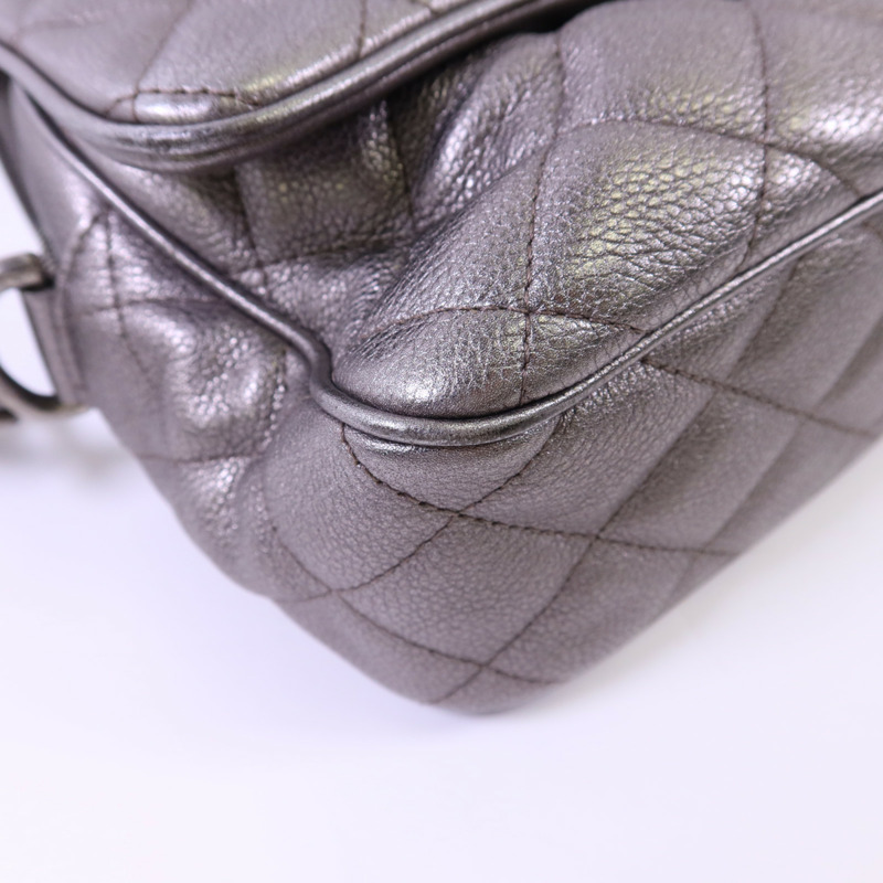 CHANEL 牛皮皮革Chain Shoulder銀扣鏈帶肩背袋-13