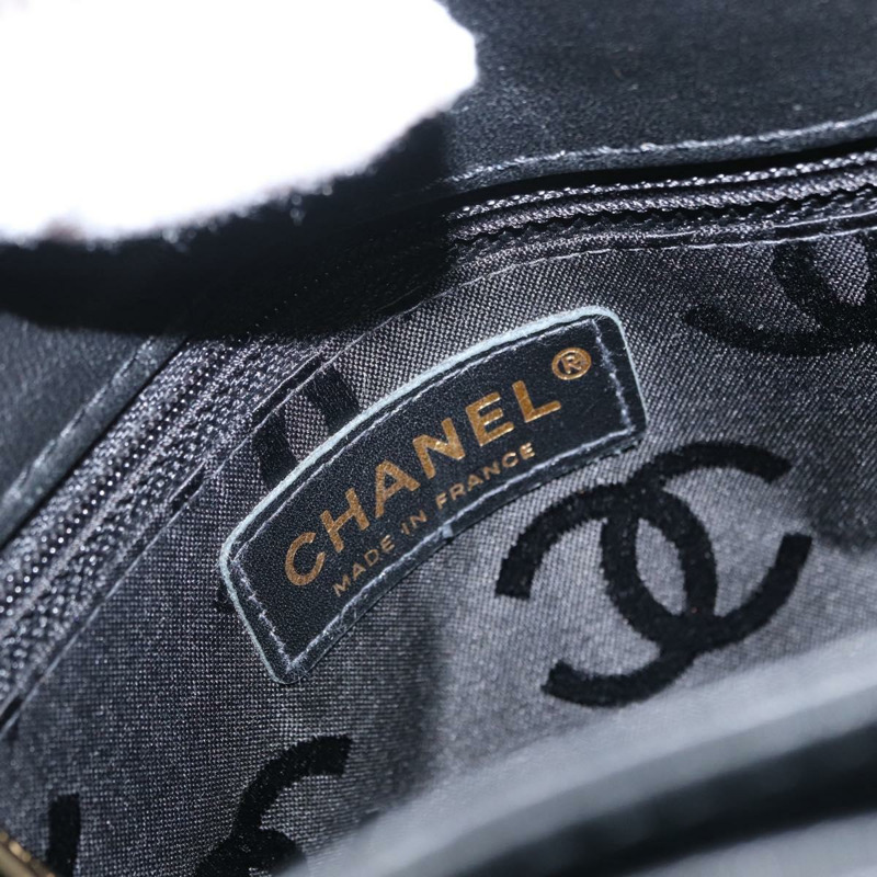 【日本直送】香奈兒 (CHANEL) 野性縫線托特包，羊皮材質，黑色，金色雙C標誌，正品編號 158675SAV-18