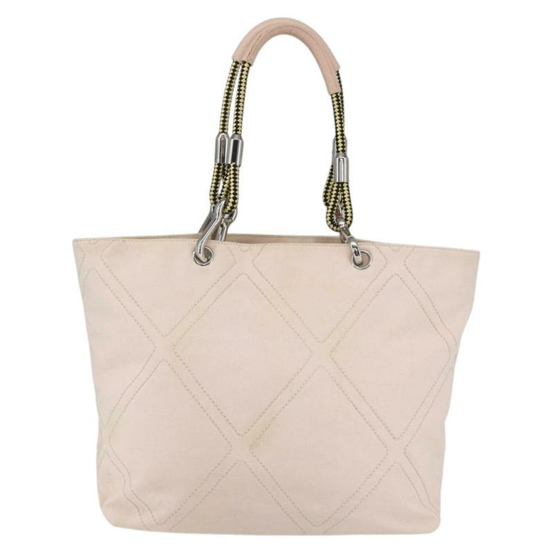 【日本直送】香奈兒帆布托特包 粉紅色 銀色 CC 標誌 Auth 157397V-1