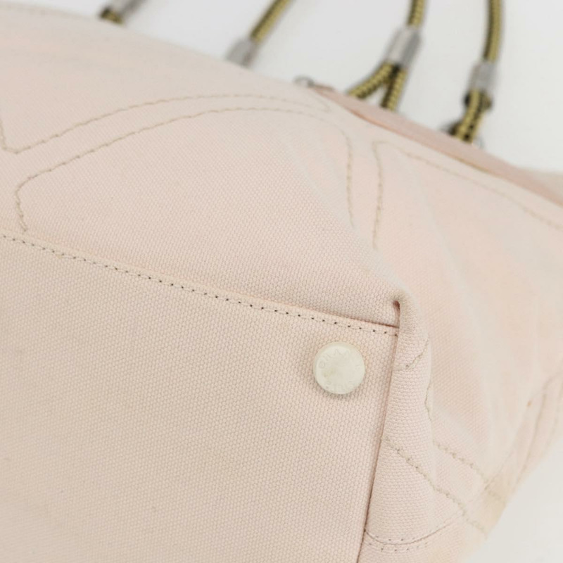 【日本直送】香奈兒帆布托特包 粉紅色 銀色 CC 標誌 Auth 157397V-8