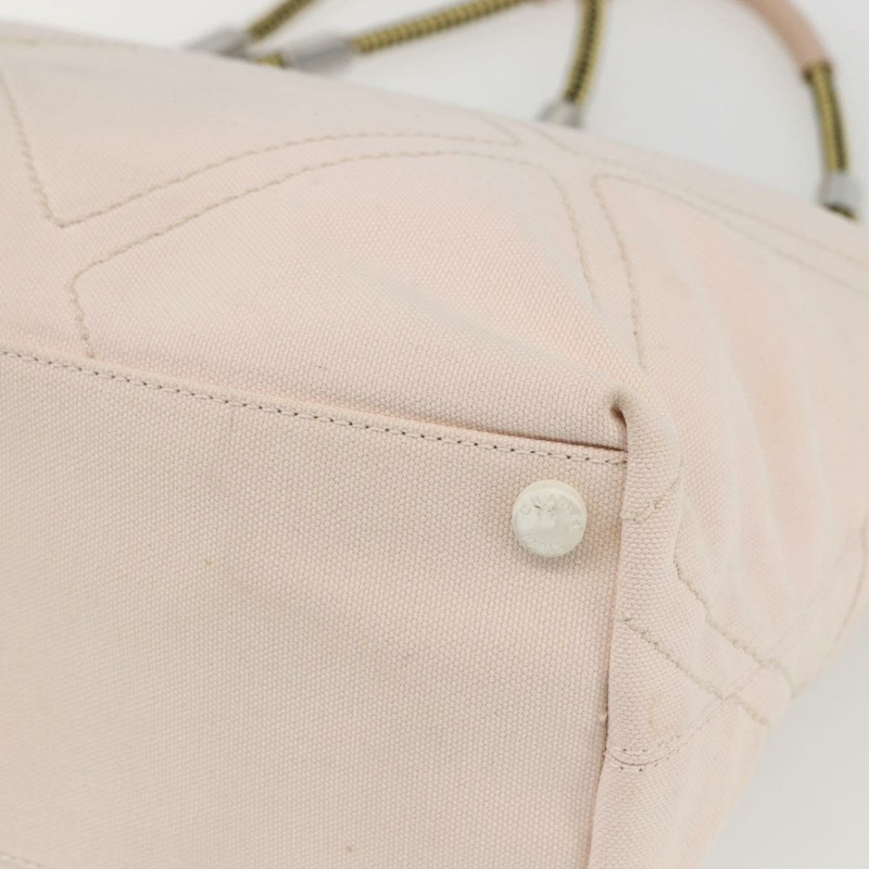 【日本直送】香奈兒帆布托特包 粉紅色 銀色 CC 標誌 Auth 157397V-14