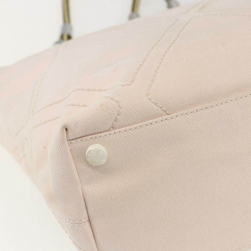 【日本直送】香奈兒帆布托特包 粉紅色 銀色 CC 標誌 Auth 157397V-15