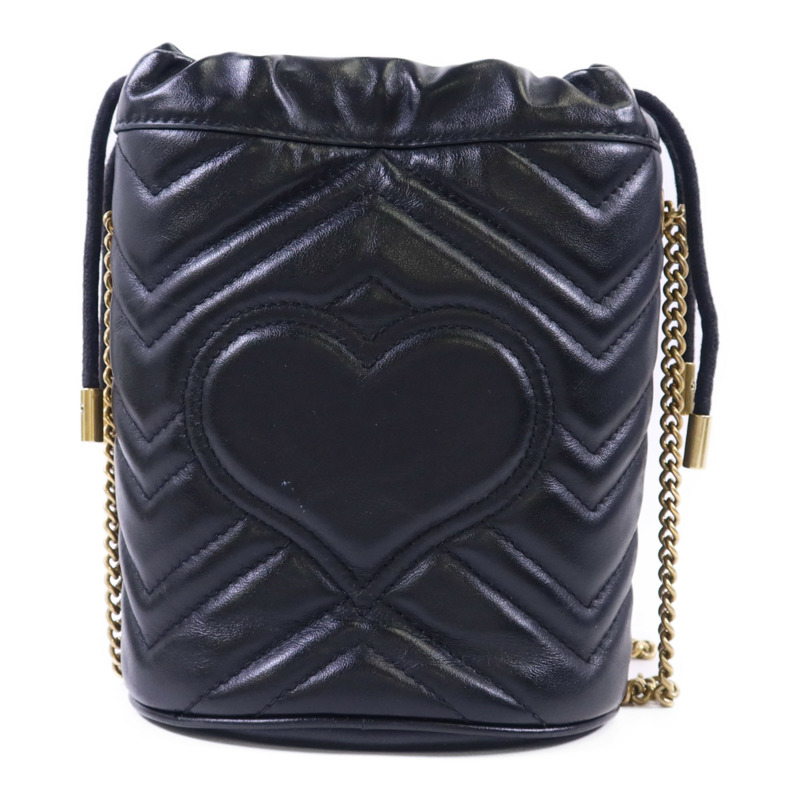 GUCCI 皮革GG Marmont Bucket金扣鏈帶肩背袋-1