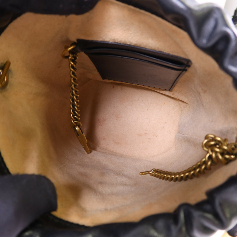 GUCCI 皮革GG Marmont Bucket金扣鏈帶肩背袋-5