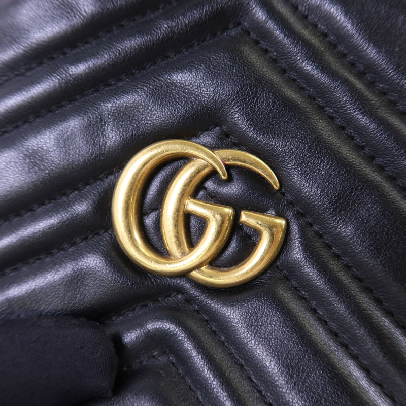 GUCCI 皮革GG Marmont Bucket金扣鏈帶肩背袋-9