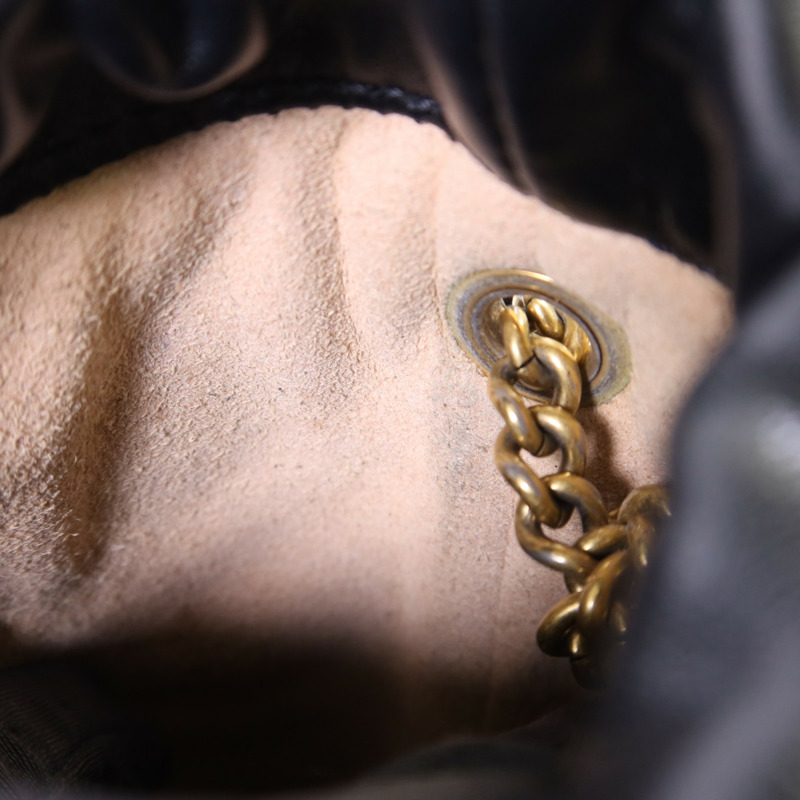 GUCCI 皮革GG Marmont Bucket金扣鏈帶肩背袋-18