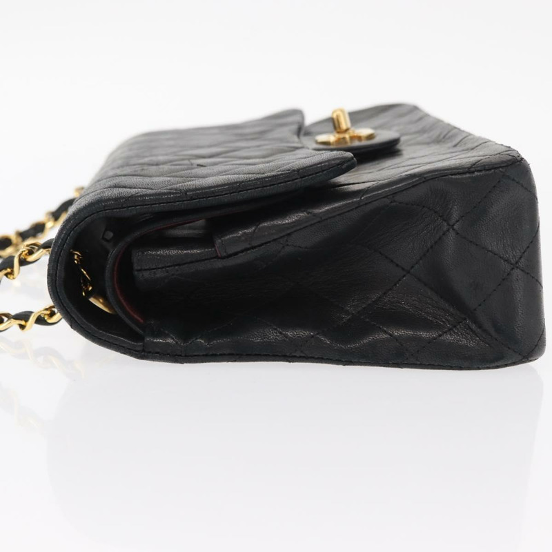 【日本直送】香奈兒 Matelasse 25 鏈條肩背包，羊皮材質，黑色，金色雙C標誌，正品編號 158907SAM-3