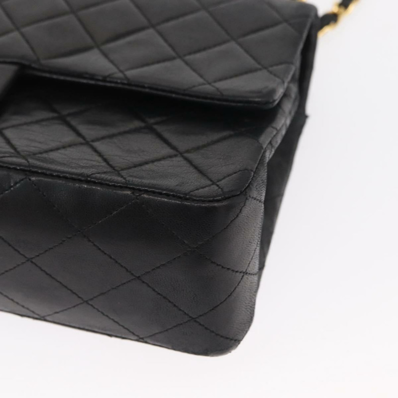 【日本直送】香奈兒 Matelasse 25 鏈條肩背包，羊皮材質，黑色，金色雙C標誌，正品編號 158907SAM-8