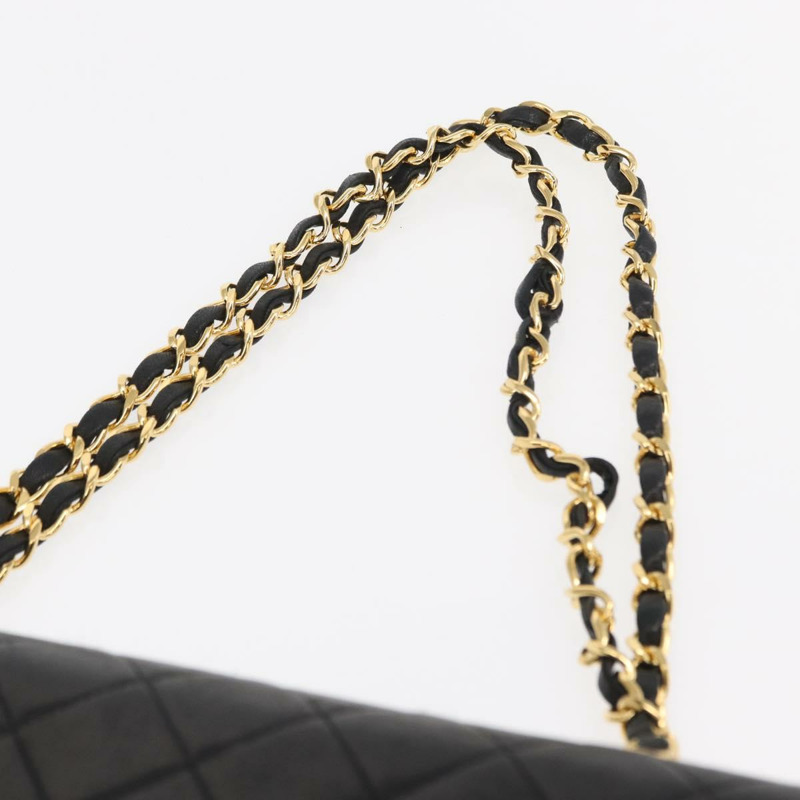 【日本直送】香奈兒 Matelasse 25 鏈條肩背包，羊皮材質，黑色，金色雙C標誌，正品編號 158907SAM-13