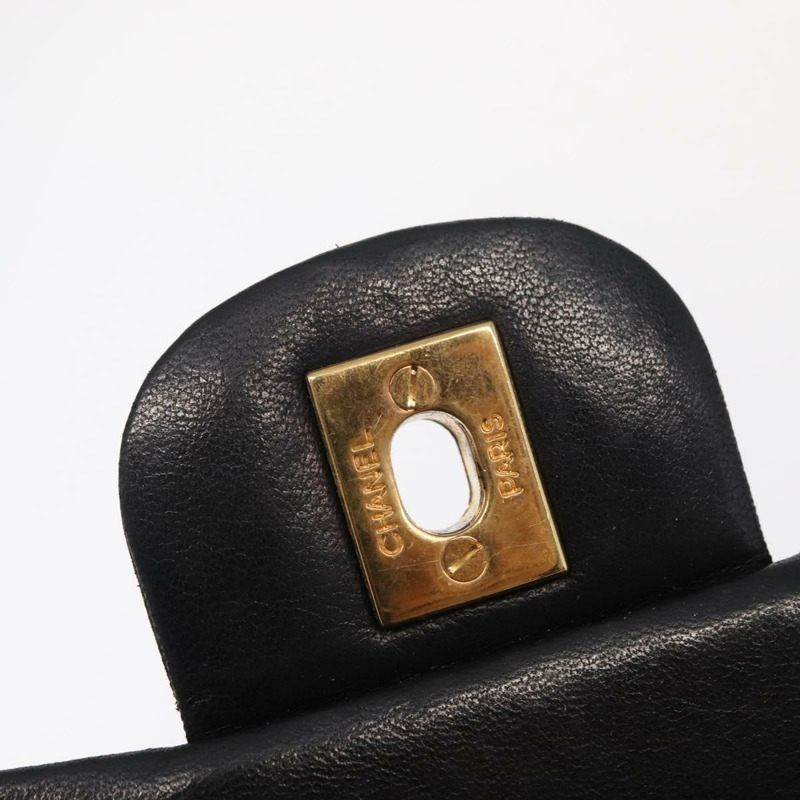 【日本直送】香奈兒 Matelasse 25 鏈條肩背包，羊皮材質，黑色，金色雙C標誌，正品編號 158907SAM-21