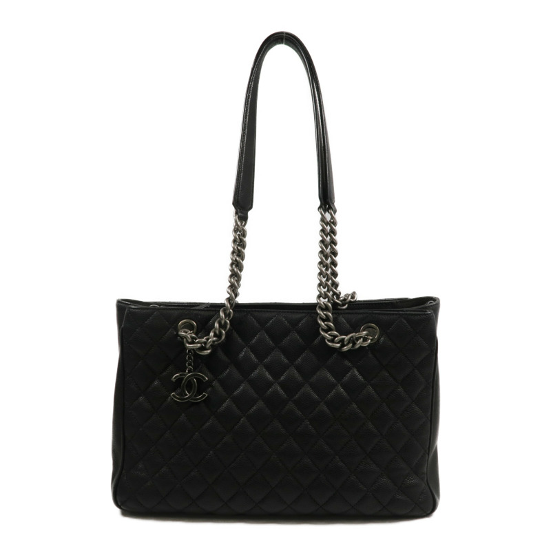 CHANEL 牛皮皮革Chain Shoulder銀扣鏈帶肩背袋-0