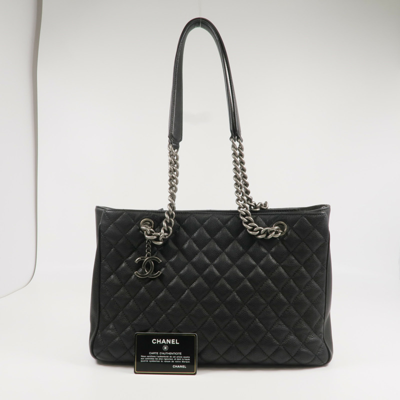 CHANEL 牛皮皮革Chain Shoulder銀扣鏈帶肩背袋-9