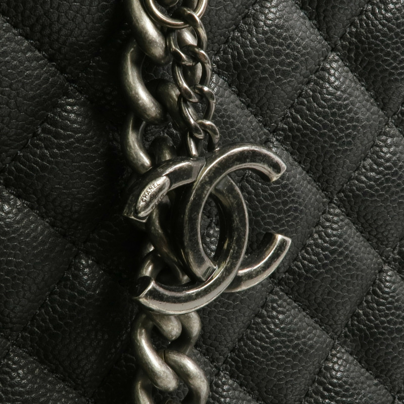 CHANEL 牛皮皮革Chain Shoulder銀扣鏈帶肩背袋-10