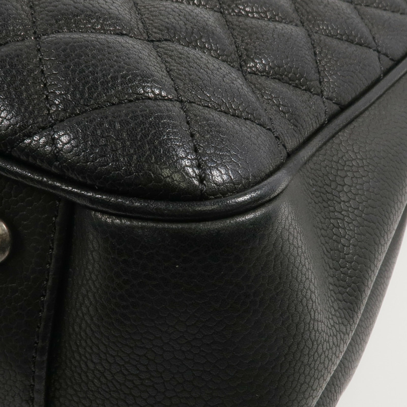 CHANEL 牛皮皮革Chain Shoulder銀扣鏈帶肩背袋-11