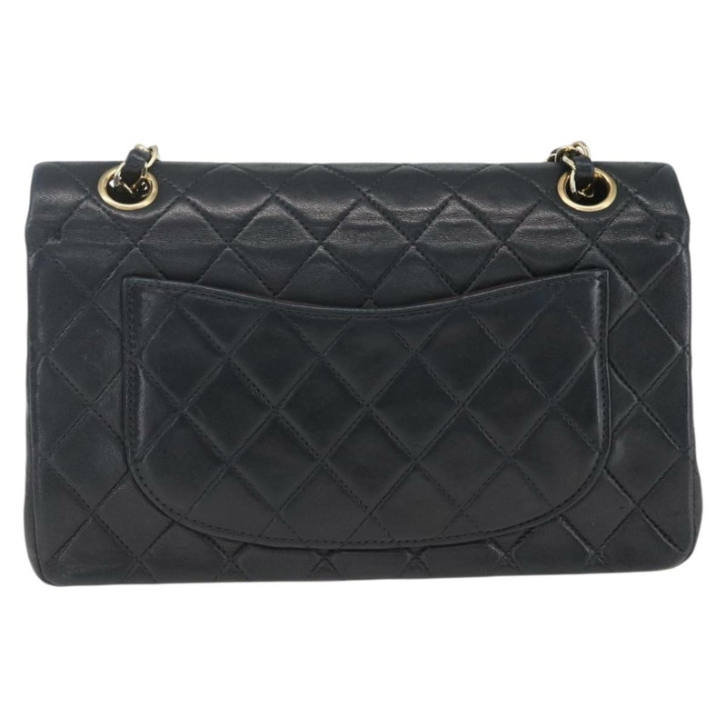 【日本直送】香奈兒 Matelasse 23 鏈條肩背包，羊皮材質，黑色，金色雙C標誌，正品編號 158007SAV-1