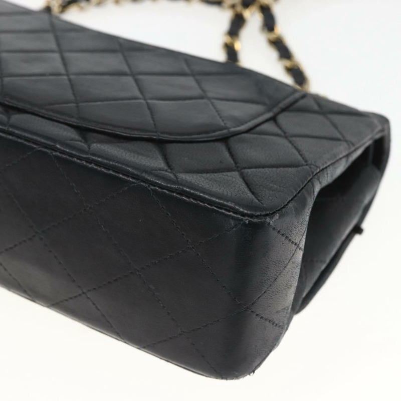 【日本直送】香奈兒 Matelasse 23 鏈條肩背包，羊皮材質，黑色，金色雙C標誌，正品編號 158007SAV-14