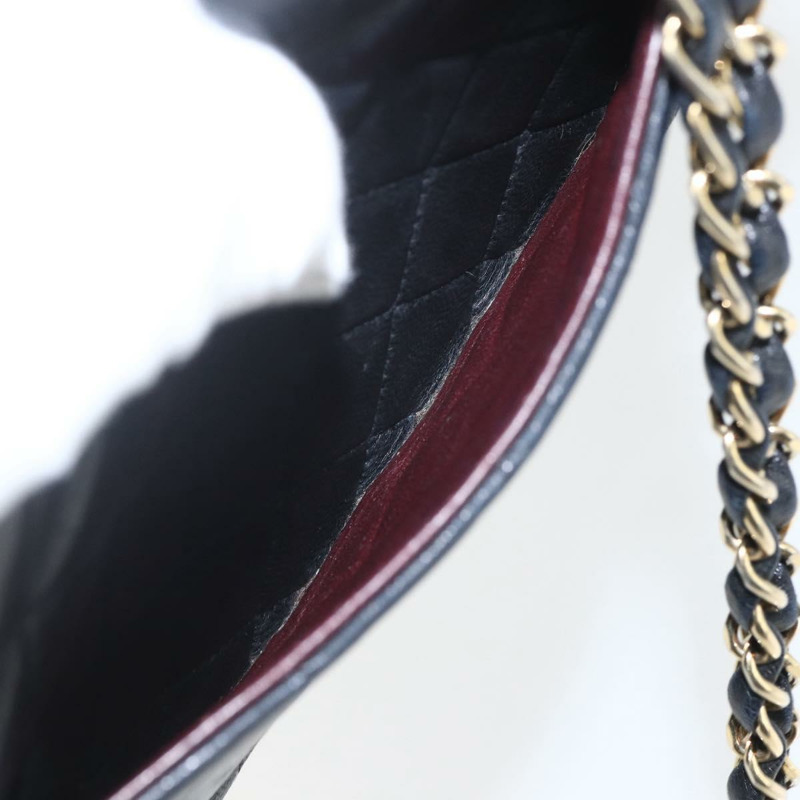 【日本直送】香奈兒 Matelasse 23 鏈條肩背包，羊皮材質，黑色，金色雙C標誌，正品編號 158007SAV-24