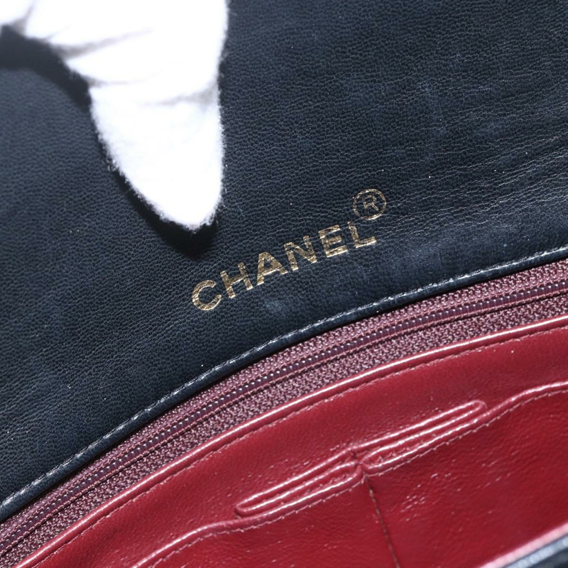 【日本直送】香奈兒 (CHANEL) 絎縫鏈條肩背包，羊皮材質，黑色，金色雙C標誌，正品編號 158000SAV-18