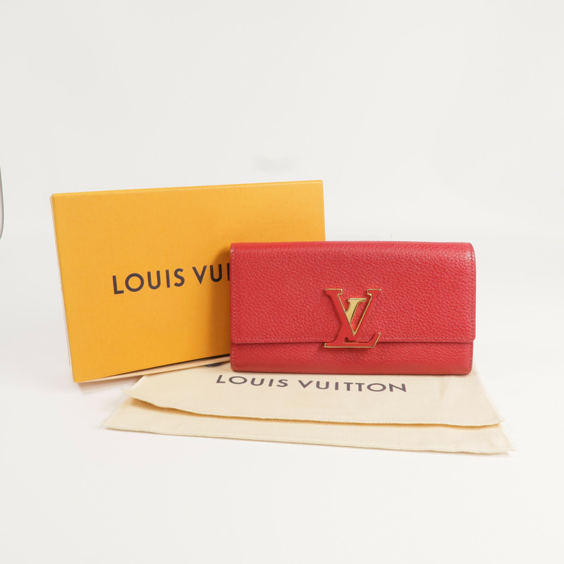 LOUIS VUITTON 牛皮皮革Portefeuille Capucines金扣長錢包-9