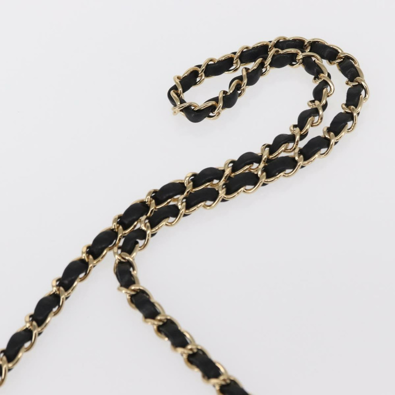 【日本直送】香奈兒 (CHANEL) 絎縫鏈條肩背包，羊皮材質，黑色，金色雙C標誌，正品編號 157999SAV-13