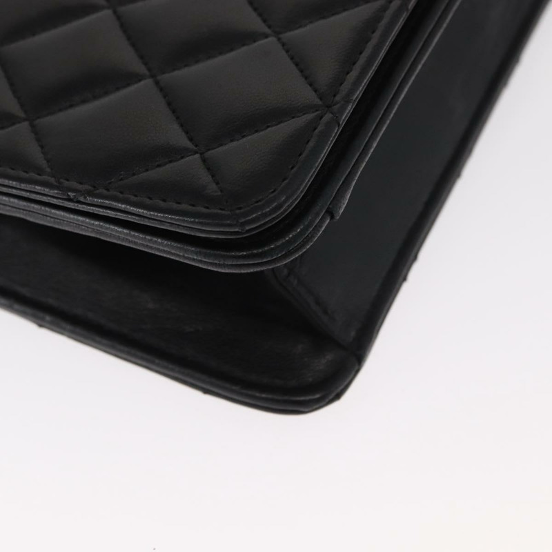 【日本直送】香奈兒 (CHANEL) 絎縫鏈條肩背包，羊皮材質，黑色，金色雙C標誌，正品編號 157999SAV-14