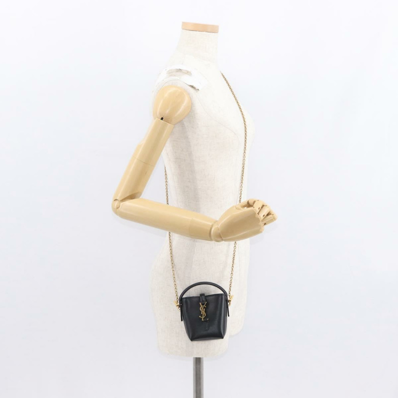 【日本直送】SAINT LAURENT 迷你手提包 皮革 黑色 金色 正品 154229SM-22