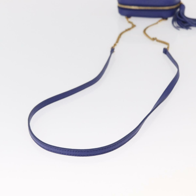 【日本直送】SAINT LAURENT 鏈條 Baby Lou 單肩包 皮革 藍色 金色 正品 158006SAM-6