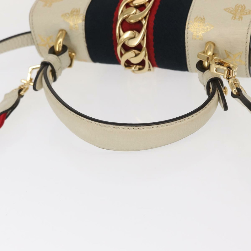 【日本直送】GUCCI Silvi Sherry Line 手提包 皮革 兩用 米色 金色 470270 正品 bs31644-6