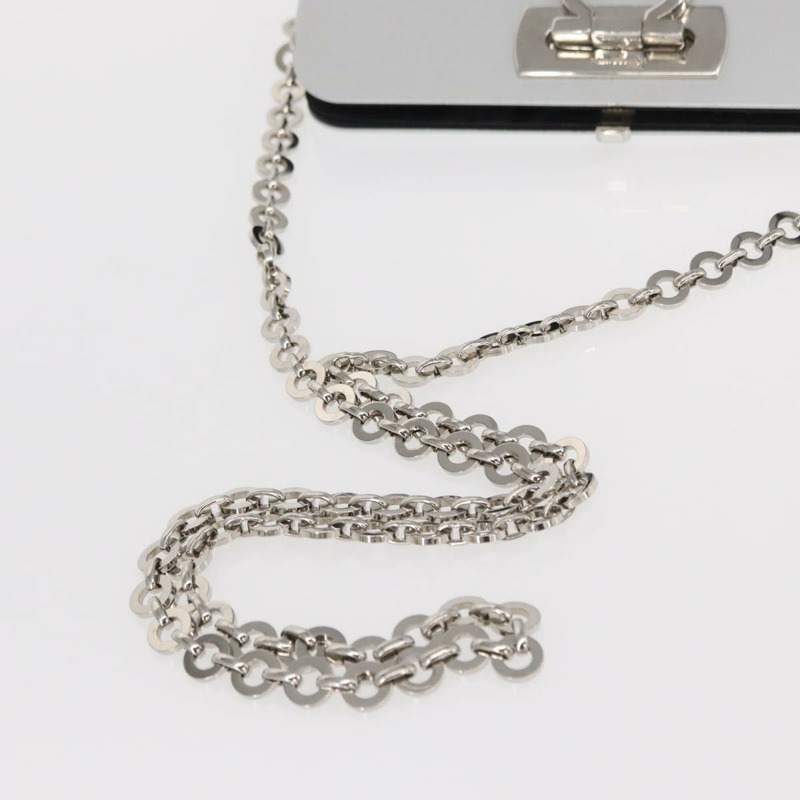 【日本直送】Salvatore Ferragamo Chain Gancini Bag Stainless Steel Silver Auth 156983V-6
