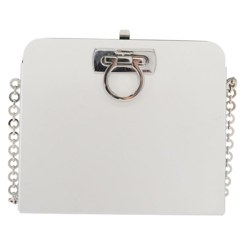 【日本直送】Salvatore Ferragamo Chain Gancini Bag Stainless Steel Silver Auth 156983V-12