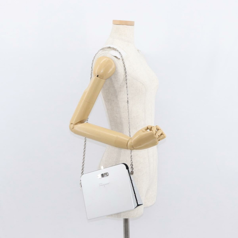 【日本直送】Salvatore Ferragamo Chain Gancini Bag Stainless Steel Silver Auth 156983V-21