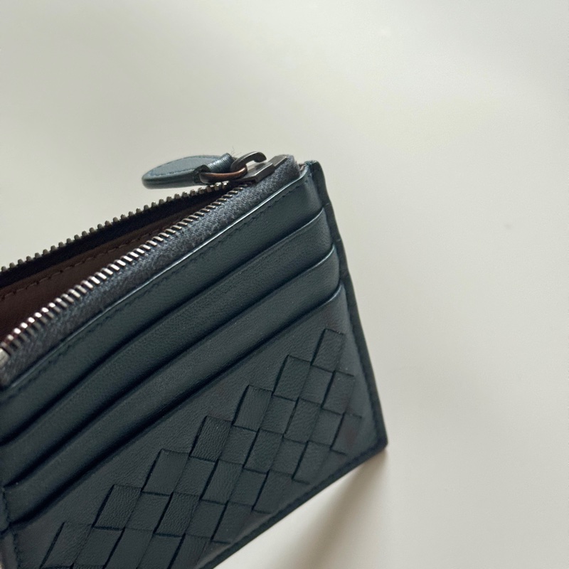 BV 拉鍊零錢包卡夾 湖水藍綠色 bottega venetta-4