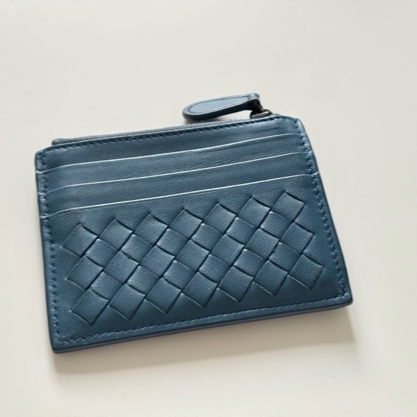 BV 拉鍊零錢包卡夾 湖水藍綠色 bottega venetta-7
