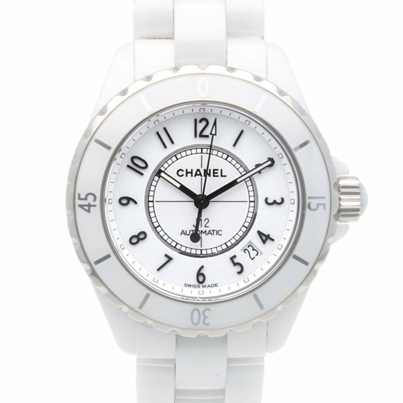 二手香奈兒 J12 手錶，白色陶瓷錶殼，石英機芯，已翻新拋光。-0