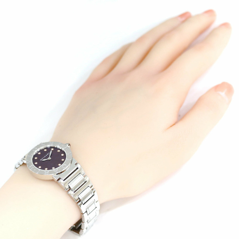 寶格麗 BBL26S 女士精鋼石英腕錶，拋光，二手，鑲嵌 12 顆鑽石-1