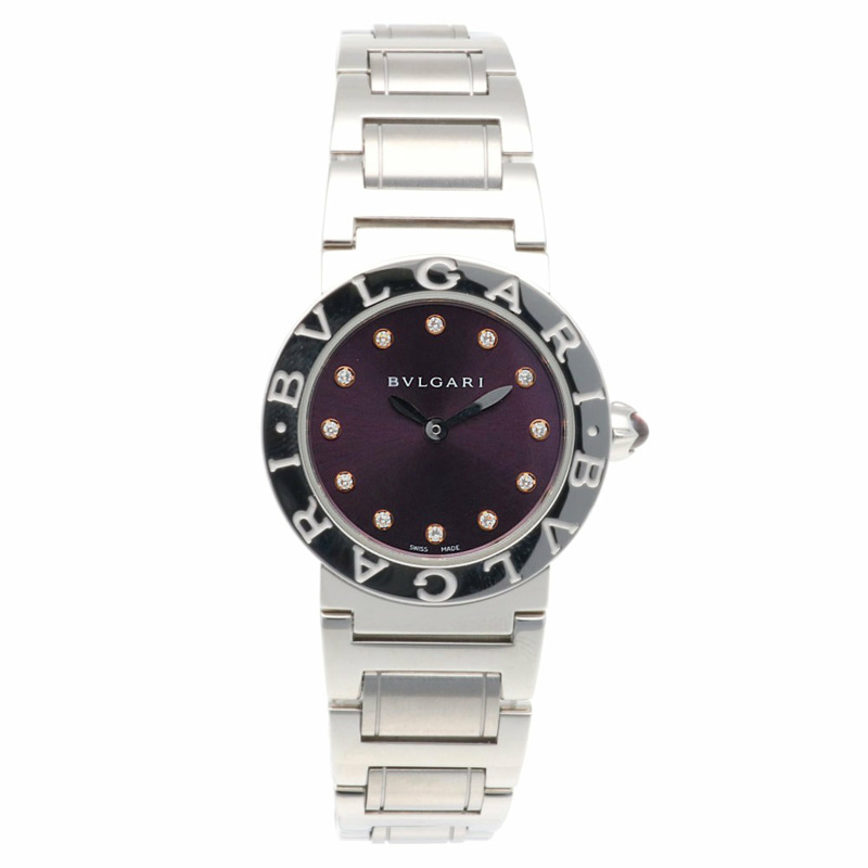寶格麗 BBL26S 女士精鋼石英腕錶，拋光，二手，鑲嵌 12 顆鑽石-7