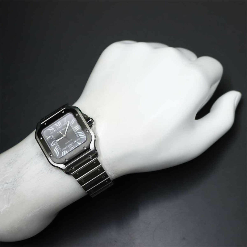 卡地亞 Santos de LM WSSA0037 男士腕錶，帶日期顯示，灰色，自動上鍊機芯-3